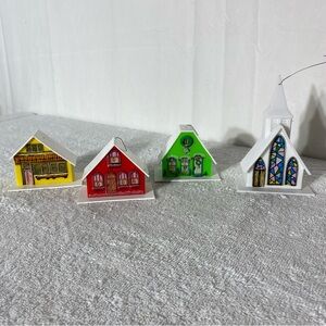 Vintage Putz Alpine Village Christmas Set 4pcs
